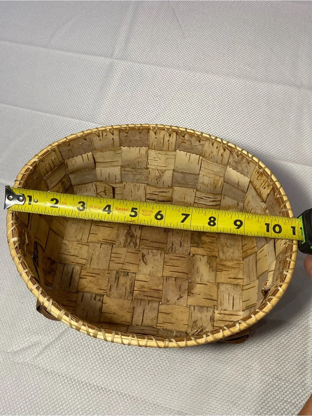 Hand Crafted Brown and Cream Woven Storage Basket